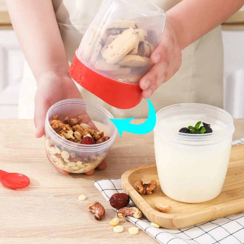 1L Portable Salad Cup Kids Breakfast Salad Bowl with Fork School Lunch Box  Food Storage Bento Box Yogurt Oatmeal Cereal Milk Cup - AliExpress