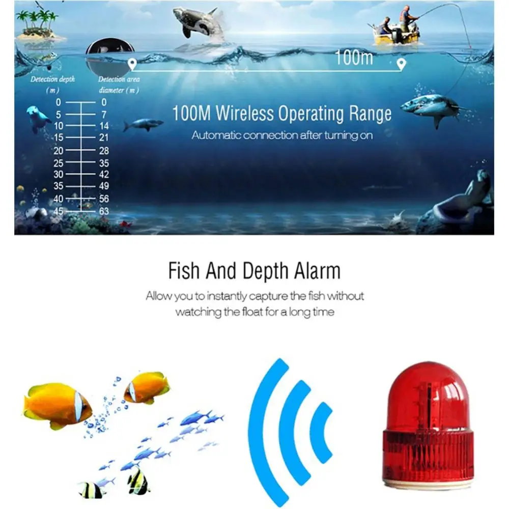 Wireless Portable Fish Finder Lake Sea Fishing Smart Depth Alarm Sonar Sensor