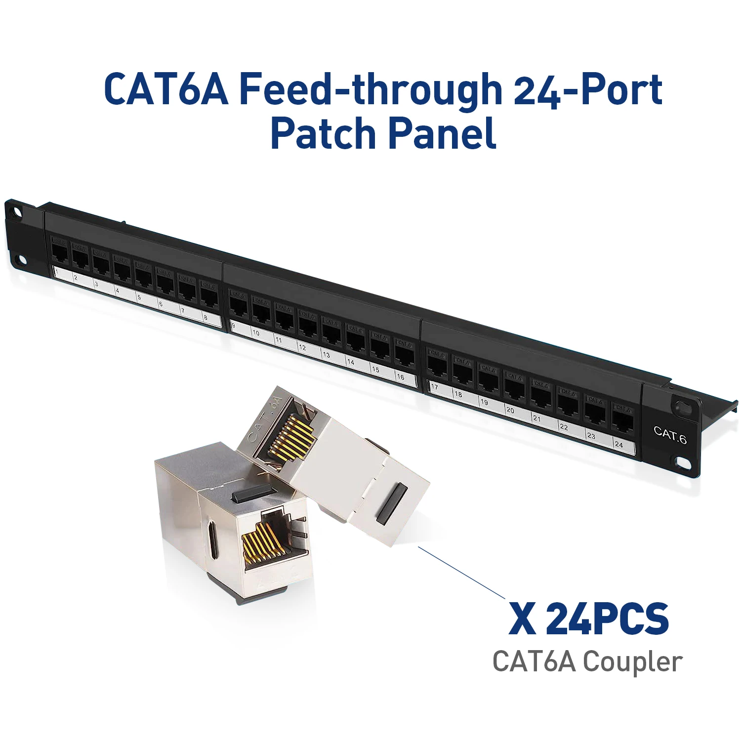 Patch Panel 24 Port Keystone - 10G Ethernet Rack Mount With RJ45 ...