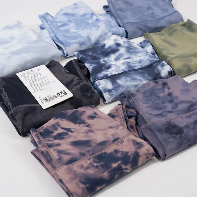 

Lu Tie Dyed Yoga Nylon Printed High Elastic, Breathable, Quick-Drying Tight, Hip Lift, High Waist Fitness Women's Bottom Pants