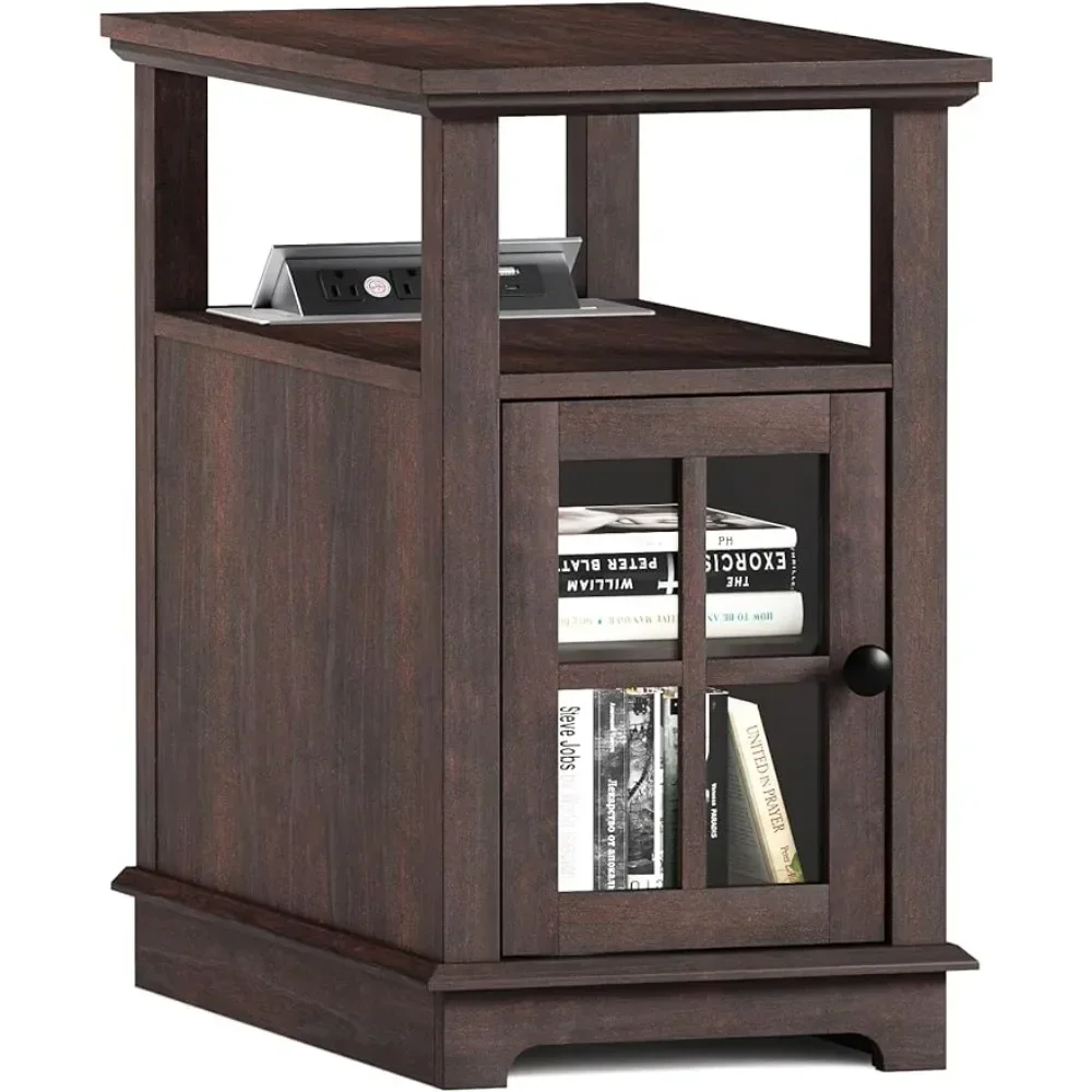 Adjustable Shelf End Tables Basses Power Outlets & Usb Ports Center Table Coffee End Table With Hidden Charging Station Side Tea