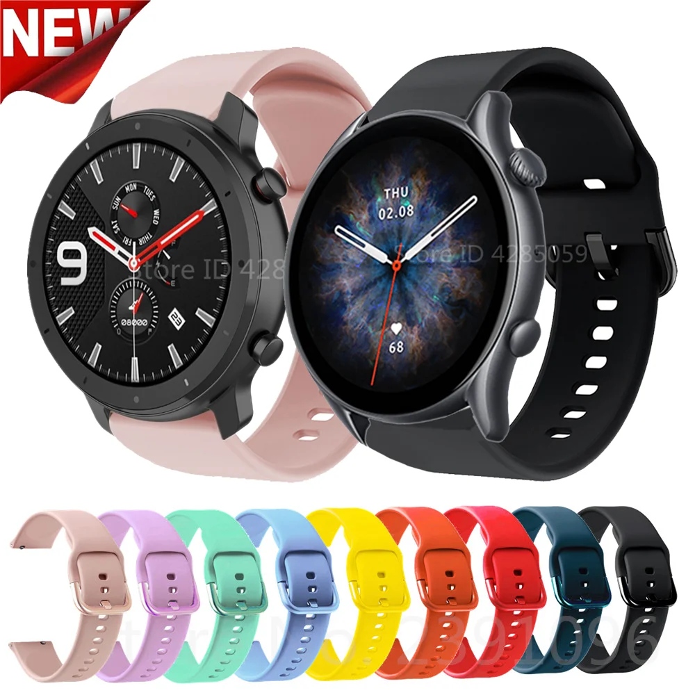 Correa de silicona para Xiaomi Amazfit GTR3 GTR 3 pro, pulsera de reloj de  silicona para Amazfit GTR 2/47mm/GTR 2e