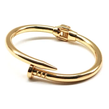 Simple Stainles Steel Nail Opening Cuff Bracelets Trendy Screw Bangle Female OL Temperament Jewelry Gift 1