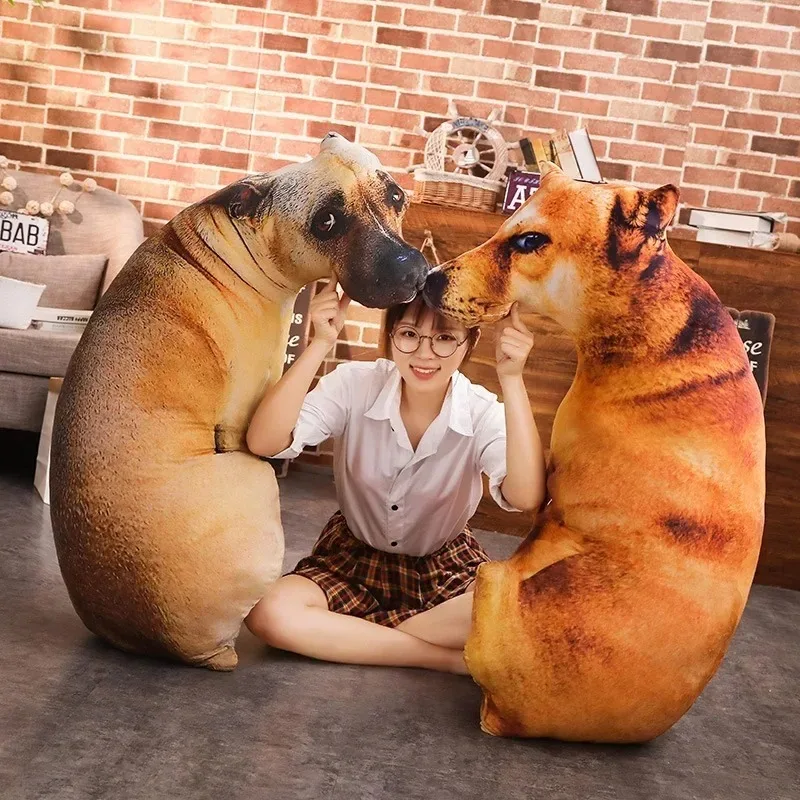 Animal Simulation Dog Pillows Creative 3D Simulation Dog Cushion Soft Plush Toys Cute Printed Throw Pillow Home Sofa Bed Decor 3