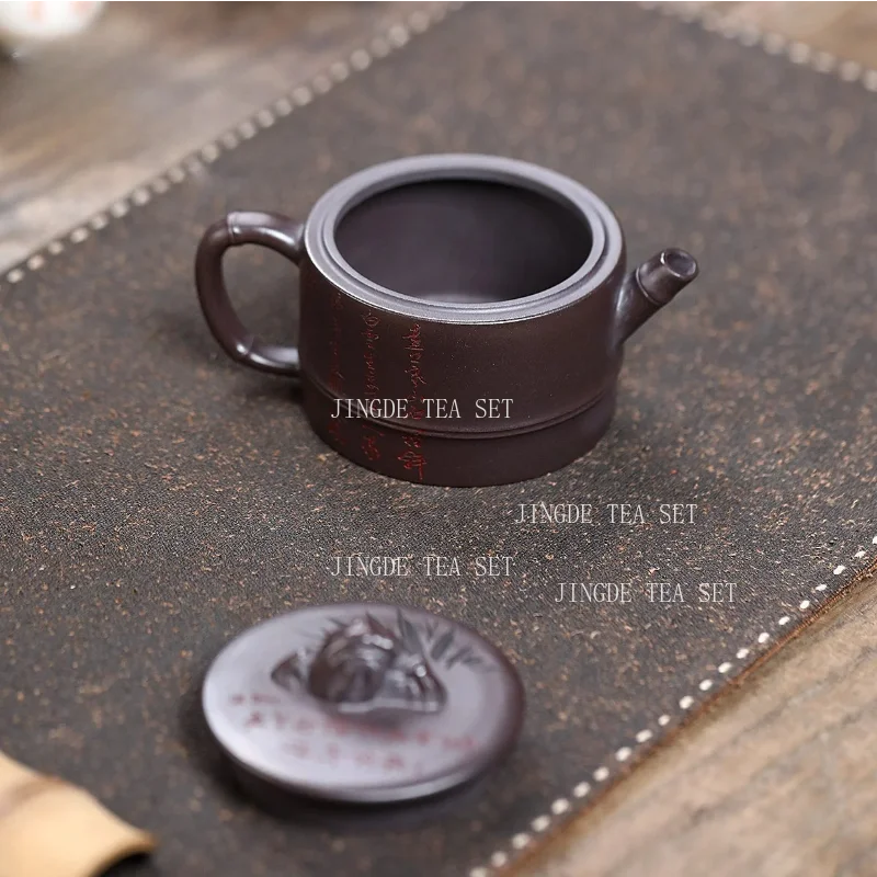 Yixing 150ml Purple Clay Pot Original Mine Hundred Eyes Purple Mud the Taihu Lake Bamboo Stone Teapot Kung Fu Tea Set