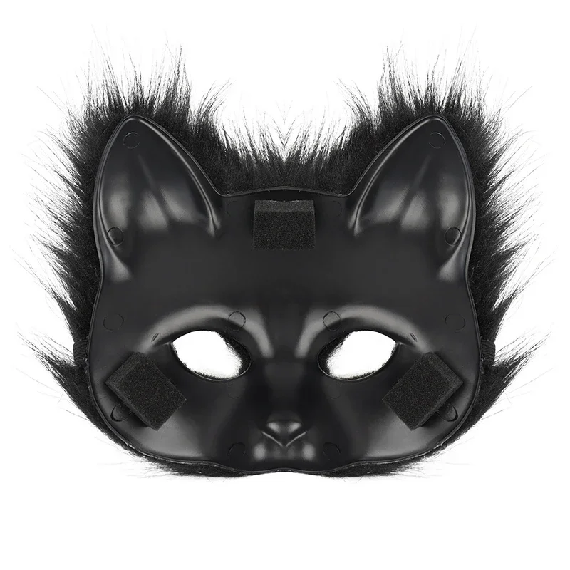3pcs Fluffy Fur Fox Tail Keychain Cat Paws Gloves and Wolf Therian Mask Set for Halloween Cosplay Costume Accessories halloween costume accessories