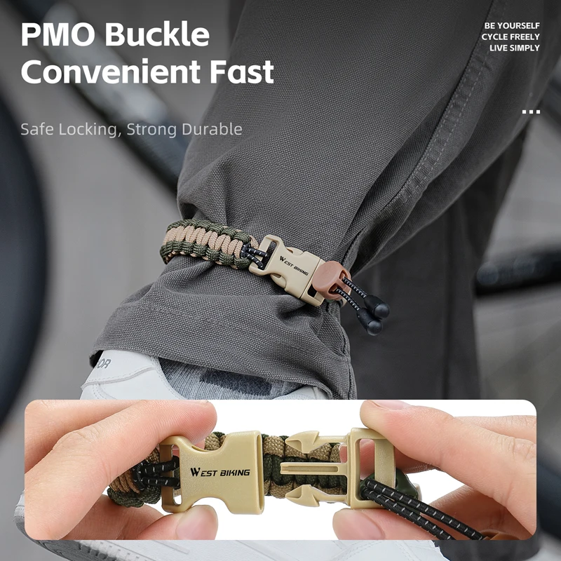 WEST BIKING Cycling Belt Weave Rope Bicycle Pants Leg Strap Reflective PMO Buckle Trouser Leg Band MTB Road Bike Accessories