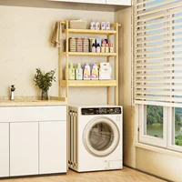 Bamboo Bathroom Finishing Rack With Hook and 3-Layer Height Adjustable Shelf Stable Durable Saving Space Laundry Room Bathroom 1
