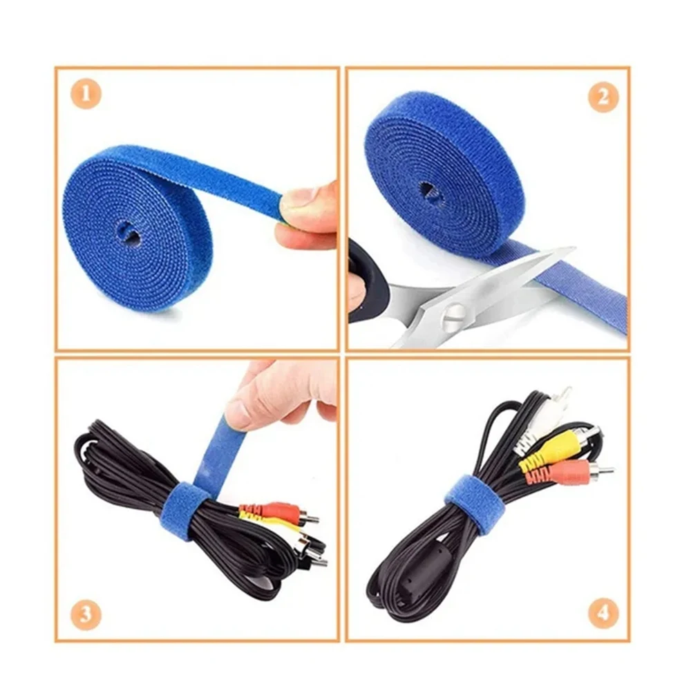 1.5 Meter/Roll Nylon Cable Ties Power Wire Loop Tape Multifunction Nylon Straps Fastener Reusable Self Adhesive Tape