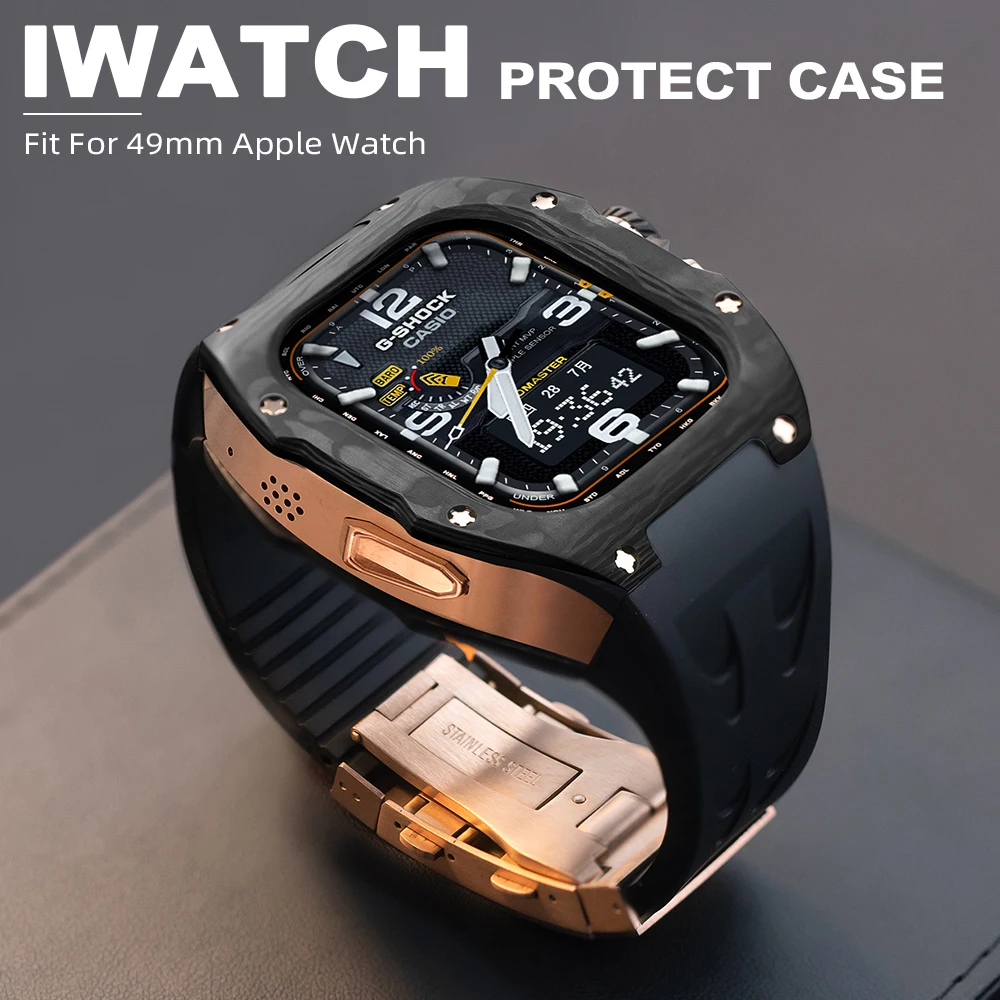 애플워치 개조 케이스,애플워치울트라케이스,애플워치 울트라 스트랩,Apple Watch 개조 케이스,애플 워치용 탄소 섬유 티타늄 케이스 수정 키트, 소울 쿨 보호 개조, 아이워치 울트라 2 49mm