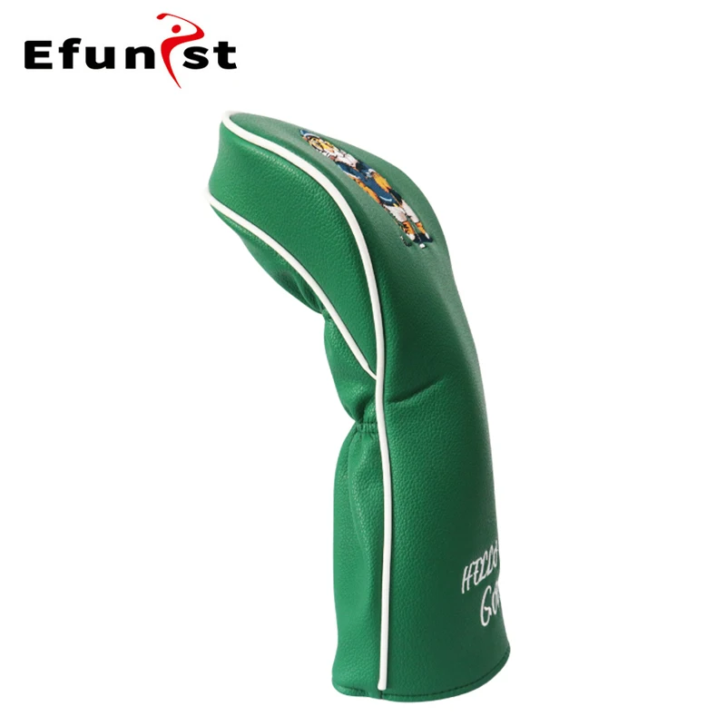 Description Picture 5 of itemGolf Wood Head Cover PU Leather Waterproof Anti-Scratch For Driver Fairway Hybrid Golf Headcovers Tiger Green Golf Accessories