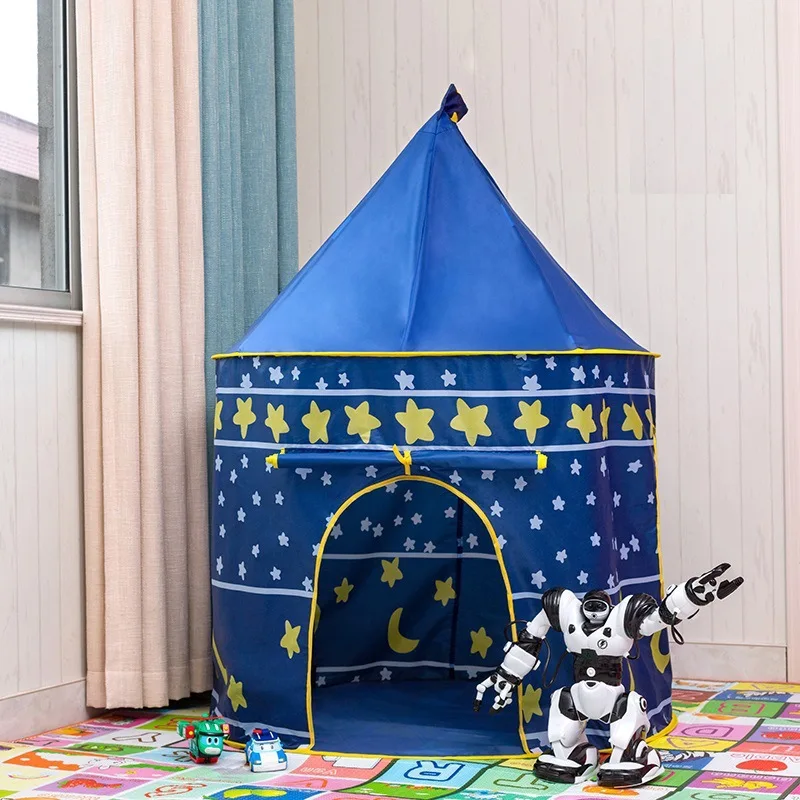 Children's Tent Kids Play House Tents Portable Castle Kids Pink Blue Play House Outdoor Camping Toys Birthday Christmas Gifts