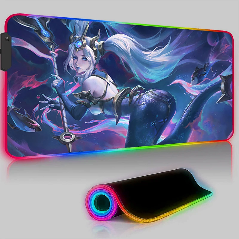 

League of Legends Nami Mouse Pad RGB Laptop Anime Kawaii Keyboard Rug Large Gaming Mousepad LED Computer Gamer Cabinet Desk Mat