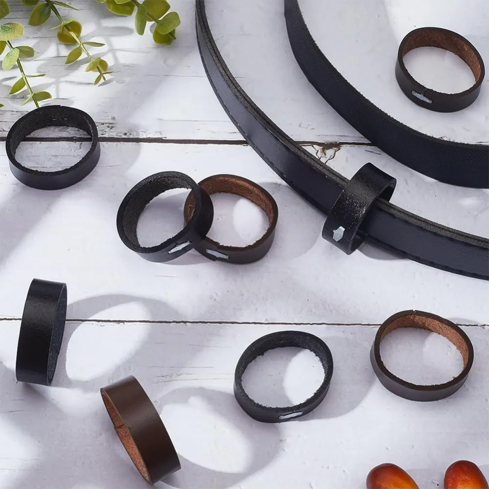 Cowhide Leather Belt Loop Keeper Set - 12 Pcs in Black and Brown
