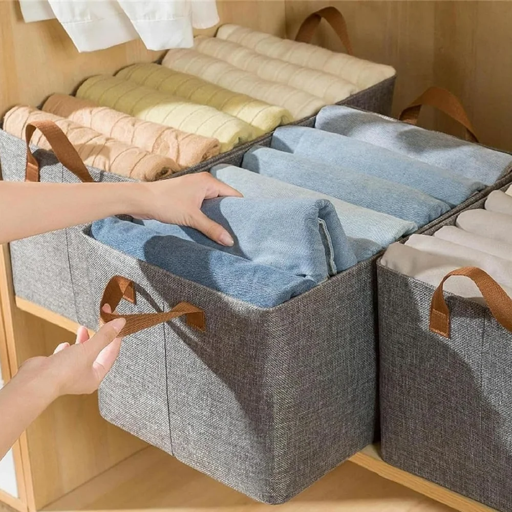 1Ppcs Clothes organizer, foldable household drawer-style clothing wardrobe layered storage box, portable fabric cationic storage 3