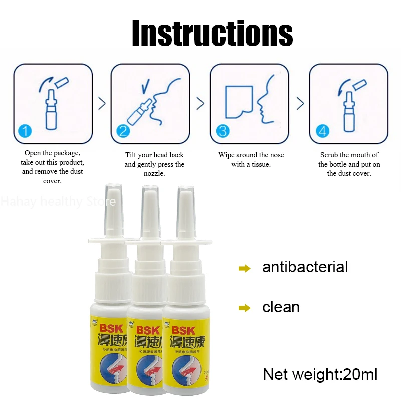 Powerful Rhinitis Nose Spray Sinusitis Nasal Congestion Itching Allergic Nasal Drops Medicine Antibacterial Antipruritic Care nose care spray,nasal spray
