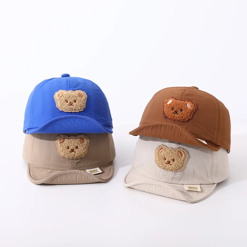 Cute Cartoon Bear Baby Baseball Cap Summer Outdoor Baby Boys Girls Sun Hat Adjustable Toddler Kids Children Soft Peaked Caps baseball cap baby hat kids caps
