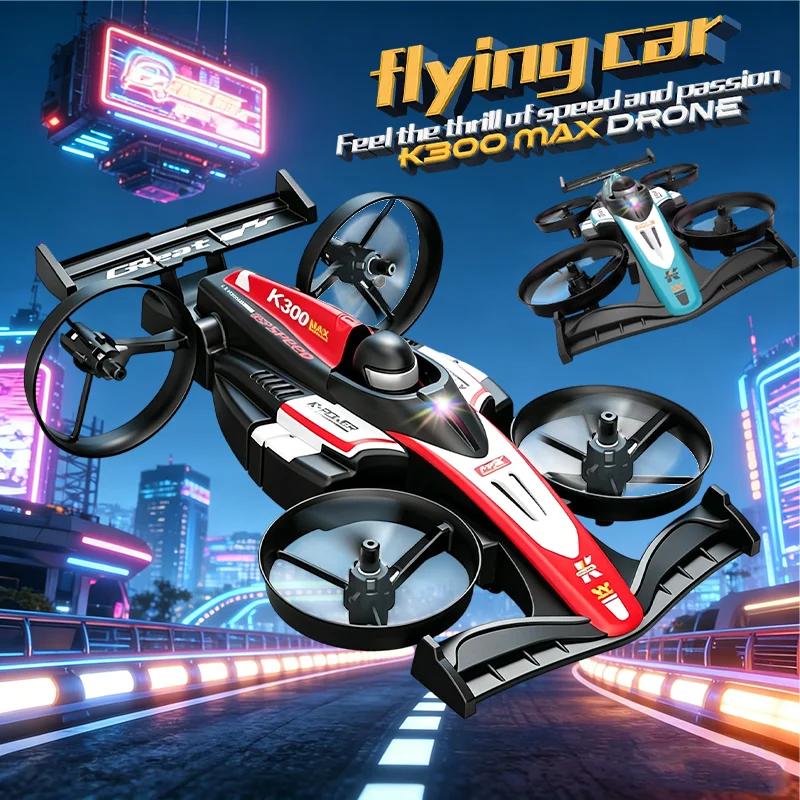 K300MAX Mini Voiture Volante RC 2-en-1 en action, drone transformé en voiture télécommandée pour enfants