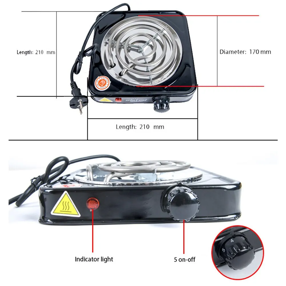 1000W Electric Stove Iron Burner Hot Plate Portable Kitchen Cooker Coffee Heater Milk Soup Durable Asjustable Quick