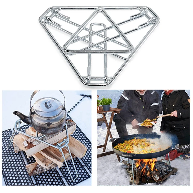 Stainless Steel Campfire Rack Foldable Heating Grill Grate Camping Kettle  Tripod Stand Camper Fireplace Cooking - AliExpress