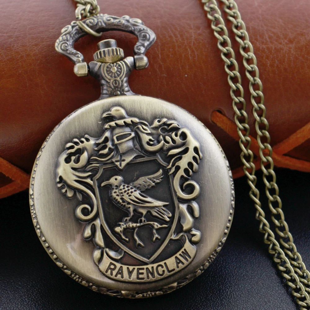 Vintage Wizardry School Pocket Watch Digital Pendant Chain Clock for Women and Men