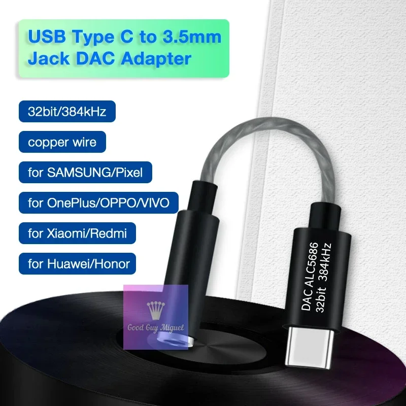 Adaptateur Audio USB-C Vers Jack 3.5mm Avec Puce ALC5686 - Amplificateur 32 Bits/384 KHz Pour Casque