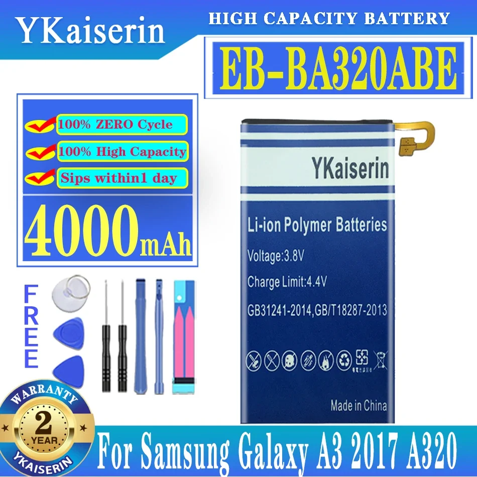 

YKaiserin EB-BA320ABE 4000mAh Battery For Samsung Galaxy A3 (2017) A320 SM-A320F A320Y A320FL A320F/DS A320Y/DS