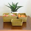 Woven Seagrass Storage Baskets Straw Rattan Basket Desk Organizer Picnic Basket Fruit Storage Box Cosmetic Storage Container 6