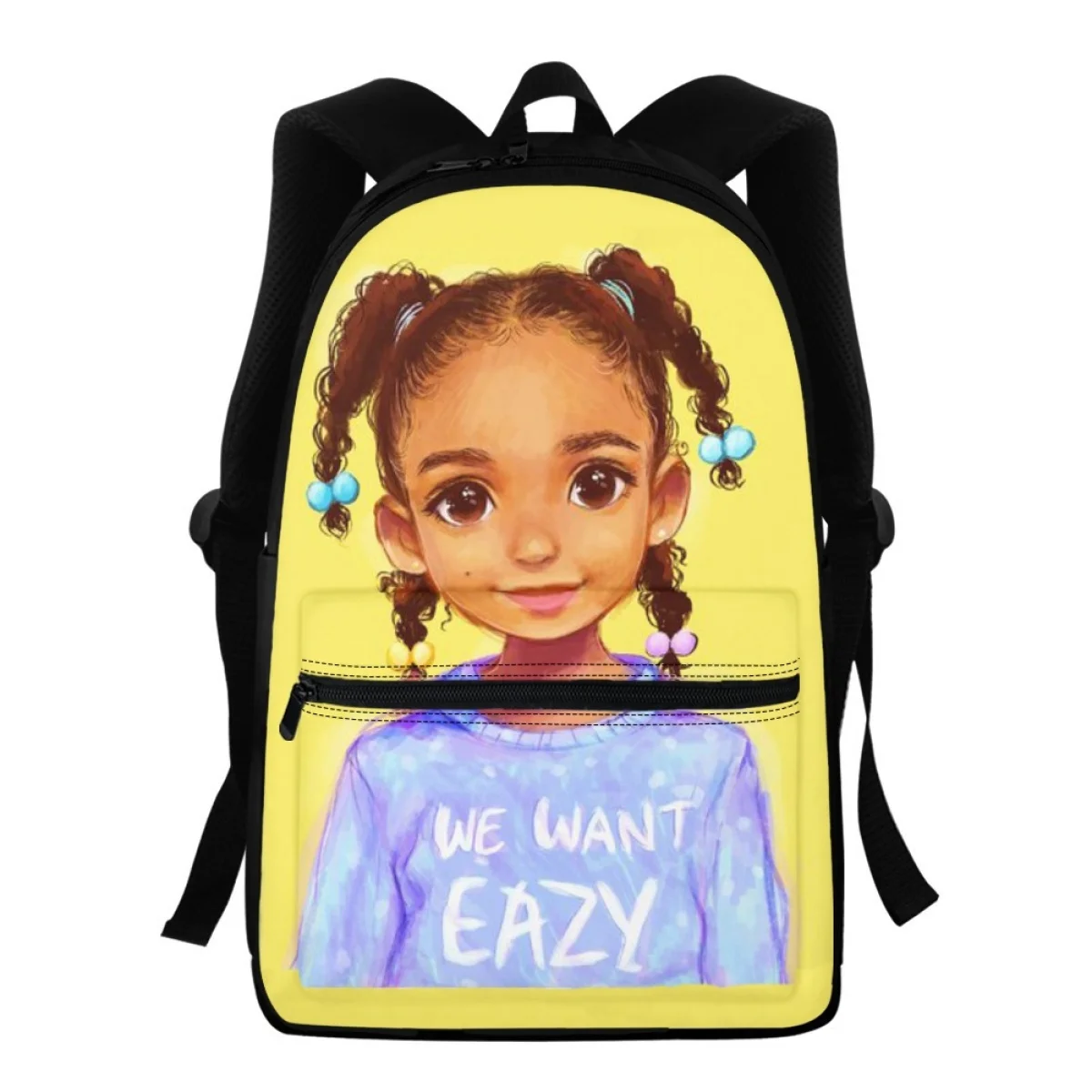 

FORUDESIGNS Student Backpack African Cute Little Girls Print Schoolbags Teenagers Children Bookbags Multi Pocket Packsack