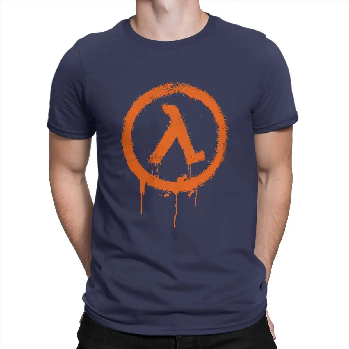 thumbnail image 1 of Camiseta Rise Shine para hombre, Half Life, vintage, de algodón puro, cuello redondo, manga corta, estampada, 1 of 7