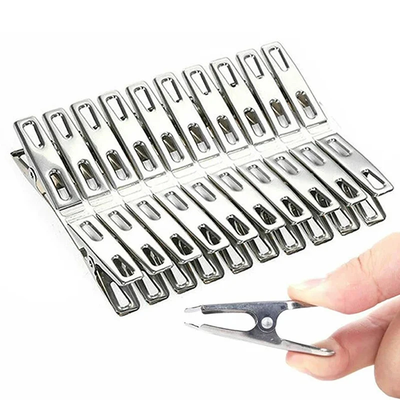 10/20Pcs Stainless Steel Clothes Pegs Washing Clips Household Sealing Clip Windproof Clips Hang Pins Metal Clips Clamps 1