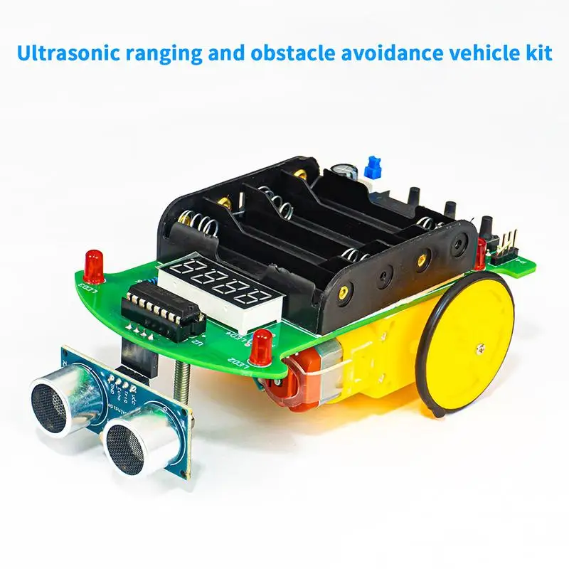 DIY Ultrasonic Ranging Obstacle Avoidance Car Electronic Kit LED Display Programming Intelligent Car Welding Practice DIY Kit