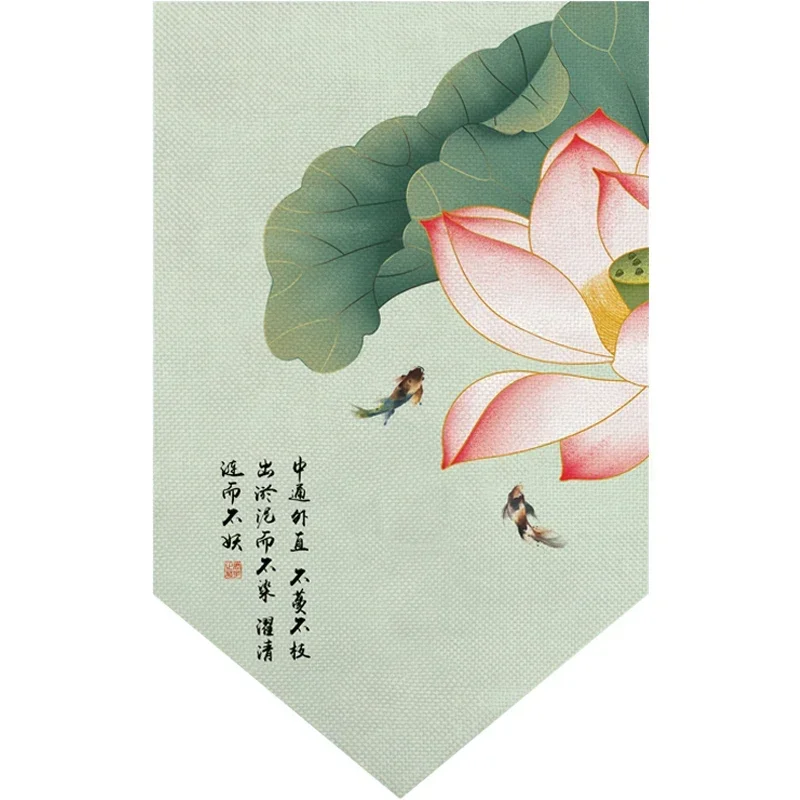 Chinese Style Lotus Zen Triangle Curtain Kitchen Bedroom Door Head Decorative Flag Curtain Bathroom Shade Curtain 3