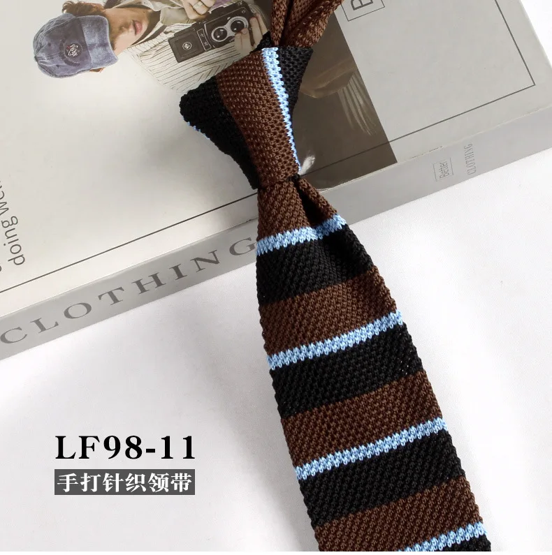 New Trendy British Casual Knitted Ties For Men Narrow Flat 6cm Width Striped Neckties College Boys Shirt Accessories Suit Cravat