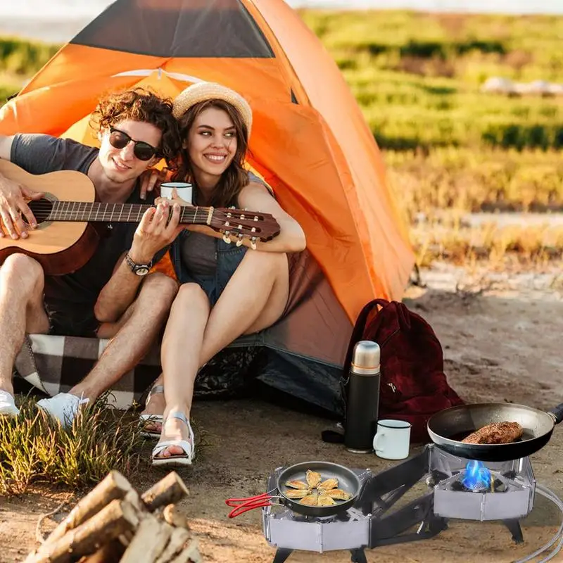 BRS-32 Camping Stove Burner Portable Foldable Dual Head Burner