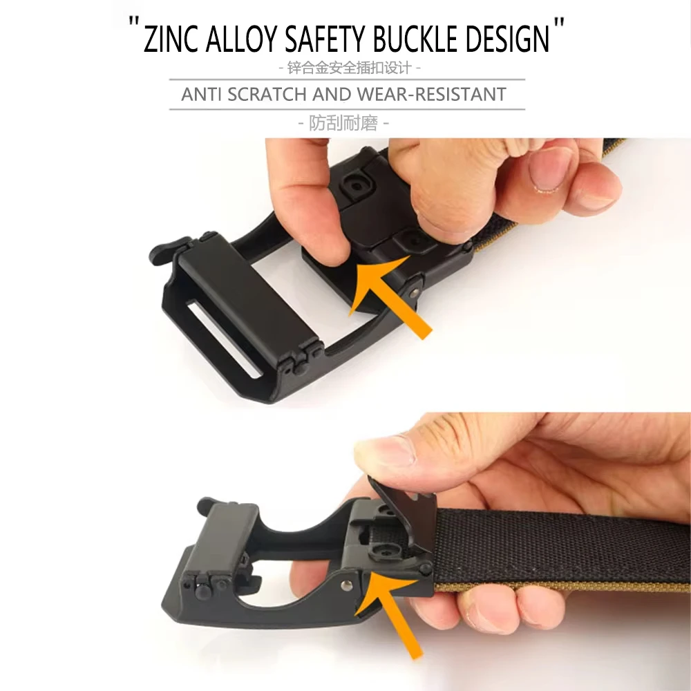 Leather Belt 4.3CM Wide Double-layer Reinforced Automatic Buckle Shooting Training Quick Hanging Pistol Mens Belt Nylon Outdoor