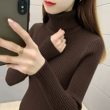 Women Turtleneck Sweater 2025 Autumn Winter Pullovers Women Long Sleeve Knitted Thicken Versatile Female Solid Slim Fit Jumper