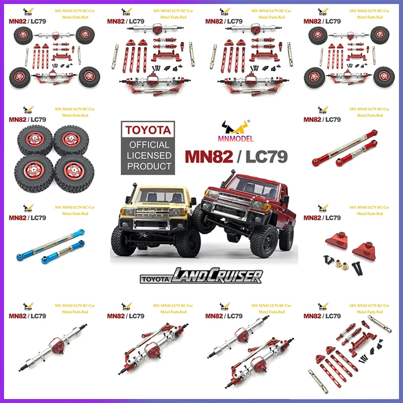 

RC Car Upgrade Parts Kit Metal Modification Replacement Accessories Compatible for 1/12 MN82 LC79 MN78 RC Car Red Spare Parts