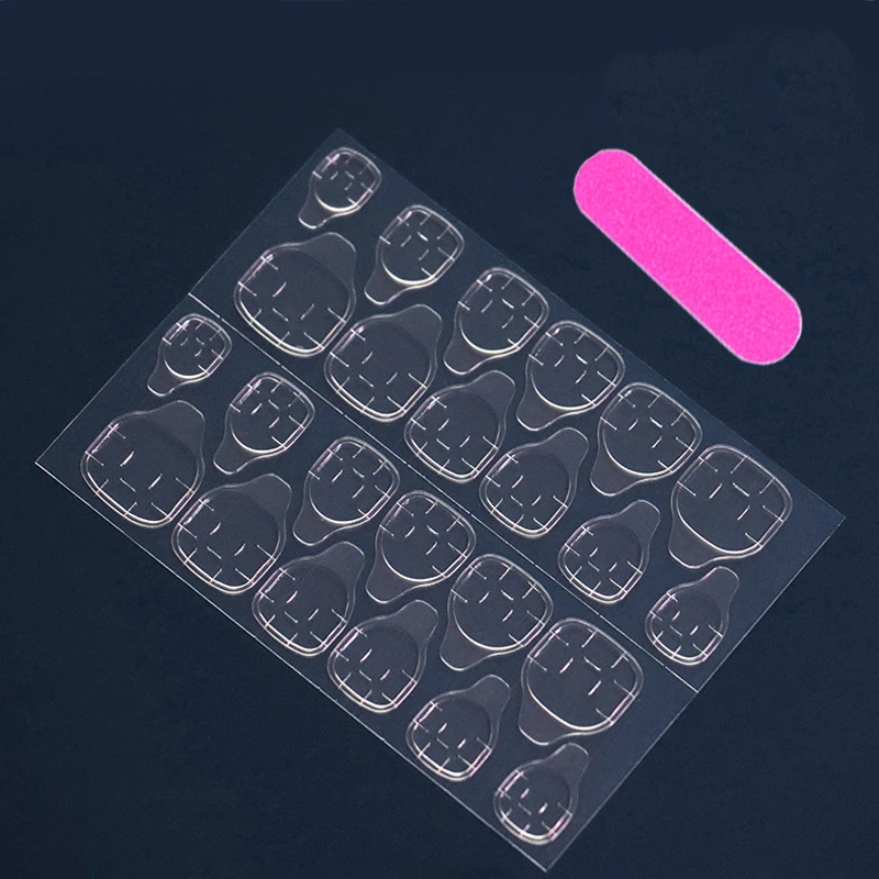 Coffin Shaped False Nails Set With Nail File And Jelly Glue_voghion.com