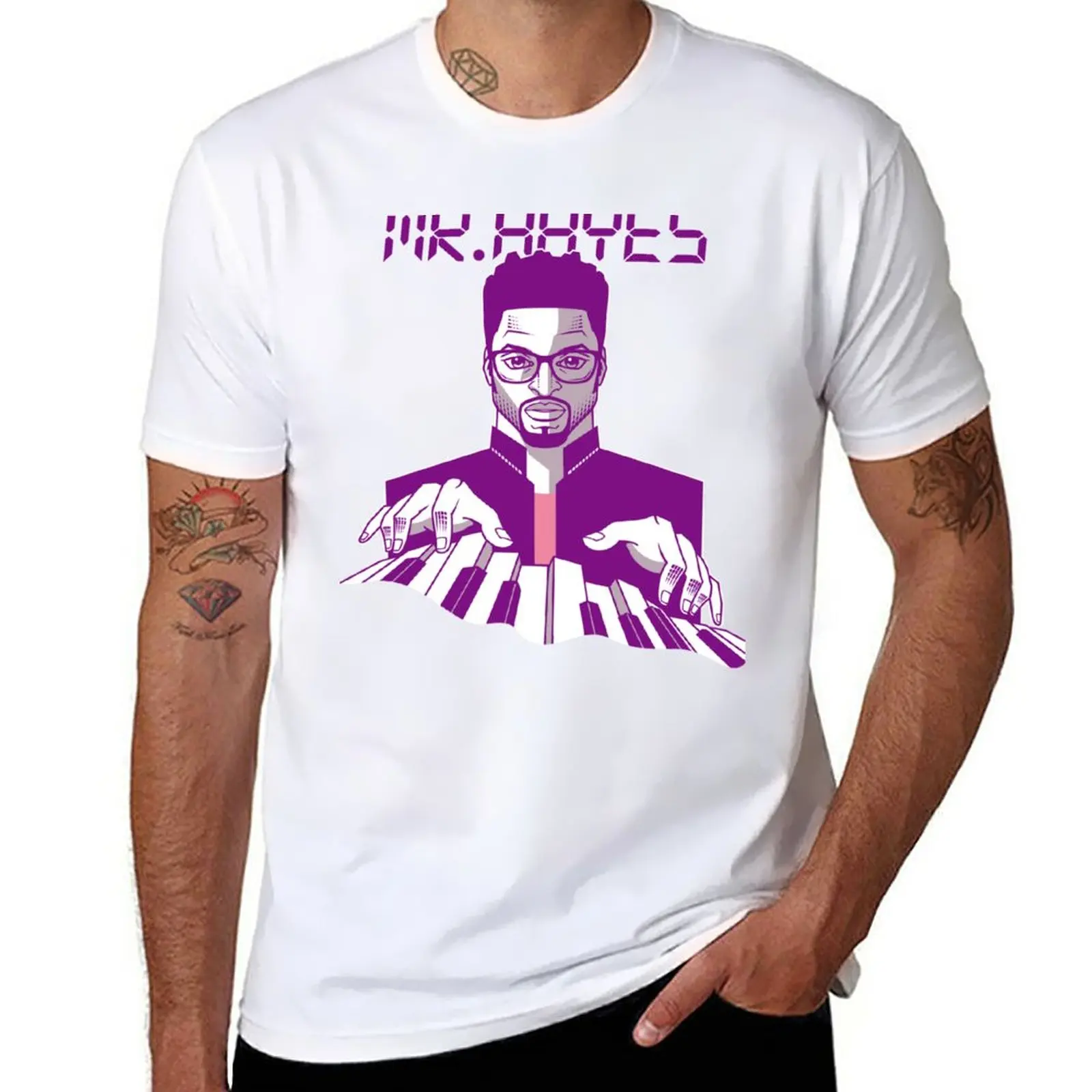 

New MR.HAYES White Digital T-Shirt quick-drying t-shirt boys animal print shirt Men's t-shirts