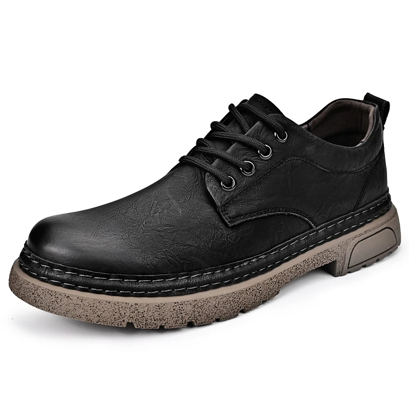 Spring Autumn Men Classic Casual Leather Shoes Fashion Handmade Retro Style Trend