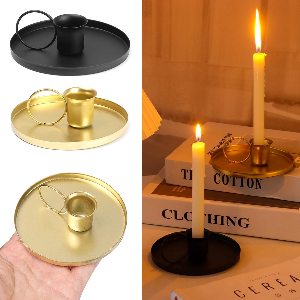 Nordic Style Metal Plate Iron Black Gold Plated candle holders Candle Holders Pillar For Wedding Party Festival Candelabra Art Gift Home Decor