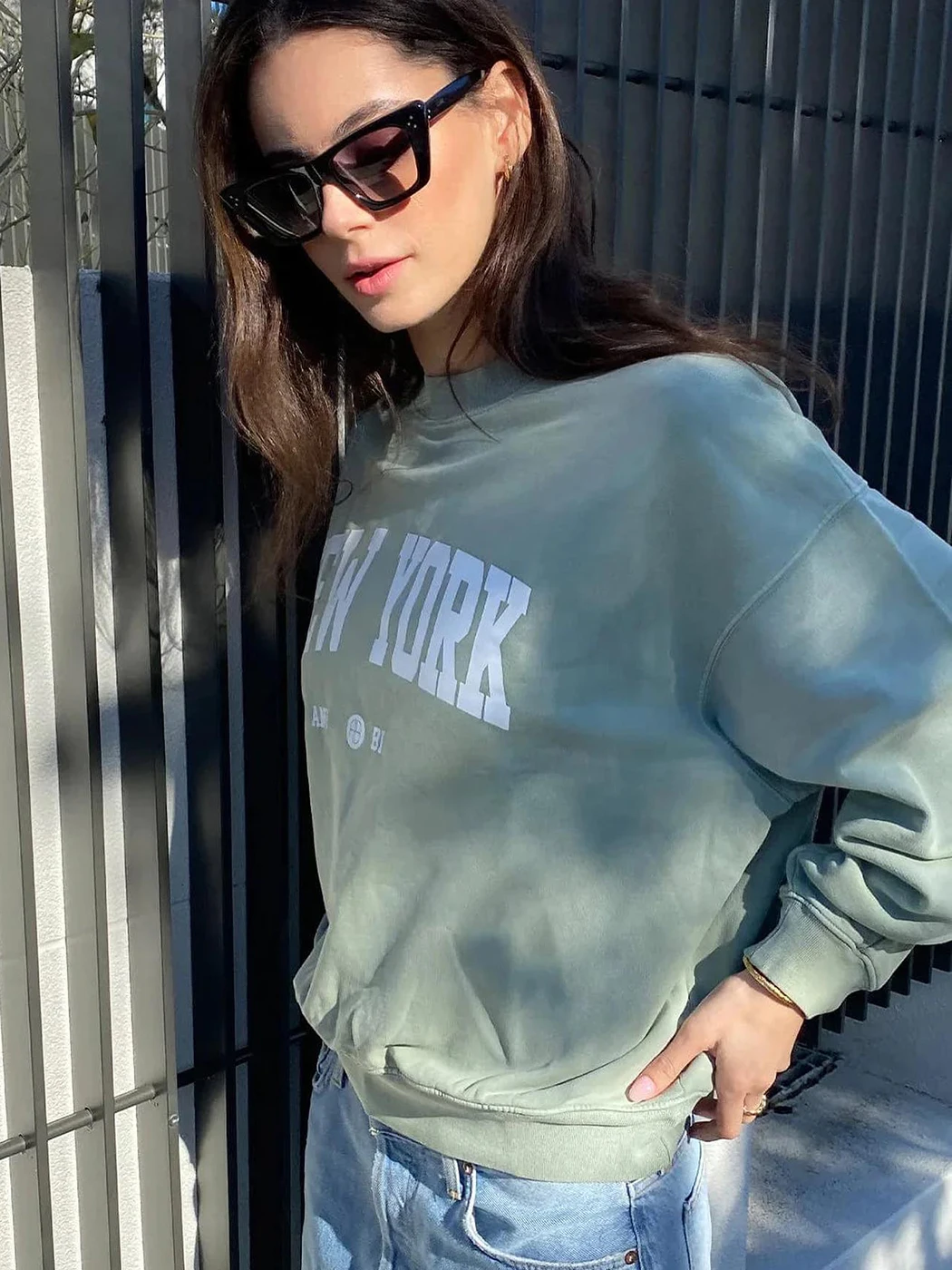 

Letter Print New York Sweatshirt Women 2023 Spring Autumn Clothing Vintage Sweatshirts Tops Fashion Pullovers Sweatshirts Female