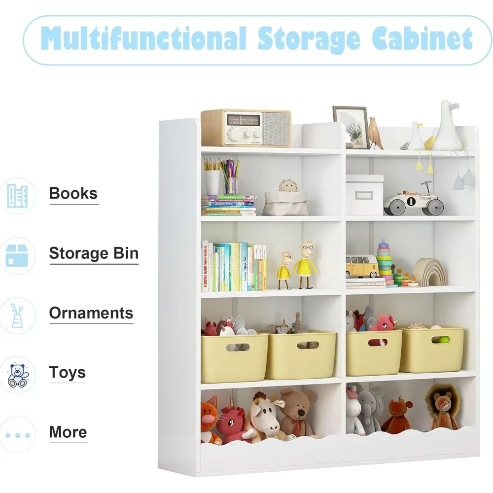 Kids Bookshelf and Toy Storage-Classroom Toy Storage Organizer with 10 Cube, Kids Bookshelf Bookcase for Living Room
