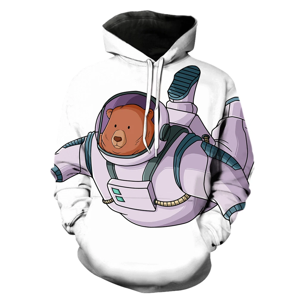 

Cartoon Astronaut Men's Hoodies Streetwear Cool Teens With Hood Jackets Funny 3D Print Sweatshirts Pullover Long Sleeve Unisex