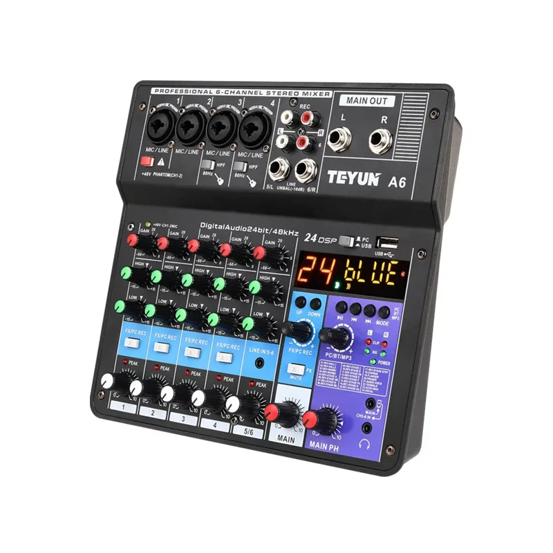 6 Channel Professional Portable Mixer Sound Mixing Console