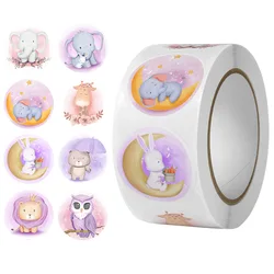 500 Pieces / Roll Round Stickers Elephant Animals DIY Love Seal Label Scrapbook Kids Reward Bullet Journal Kawaii Stickers Gift