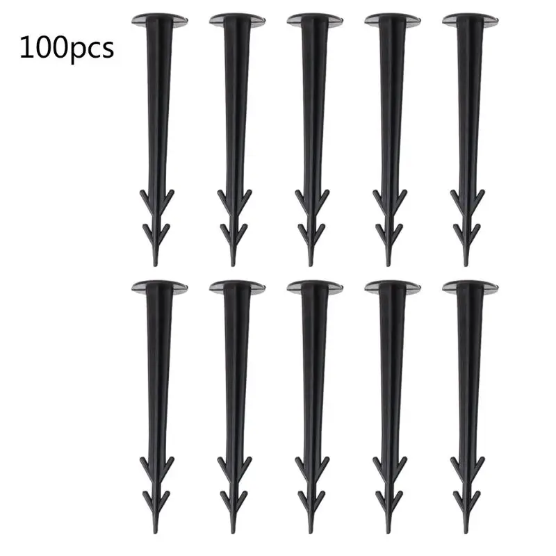 100Pcs Plastic Garden Cover Cloth Securing Stakes Spikes Lawn Pins Pegs Sod Stap For Fixing Turf on Garden And School Playground