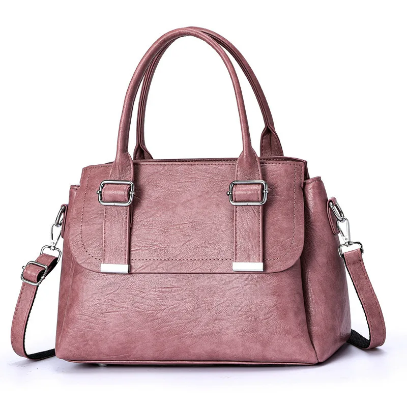 

2023 Solid Color Simple Fashion Handbag Textual Personalized Large Capacity Single Shoulder Crossbody Soft Leather Bag Casual