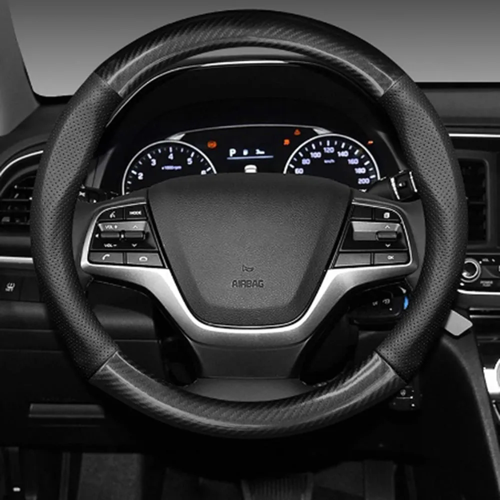 Car Steering Wheel Cover Carbon Fiber Leather Anti Slip For Nissan Note Pathfinder X-trail Versa March Patrol Almera Teana Tiida
